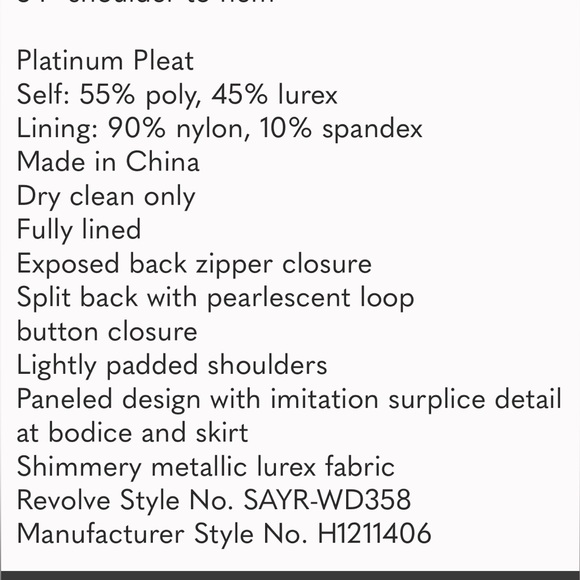 Saylor Saydee platinum dress (Revolve) - Picture 15 of 15